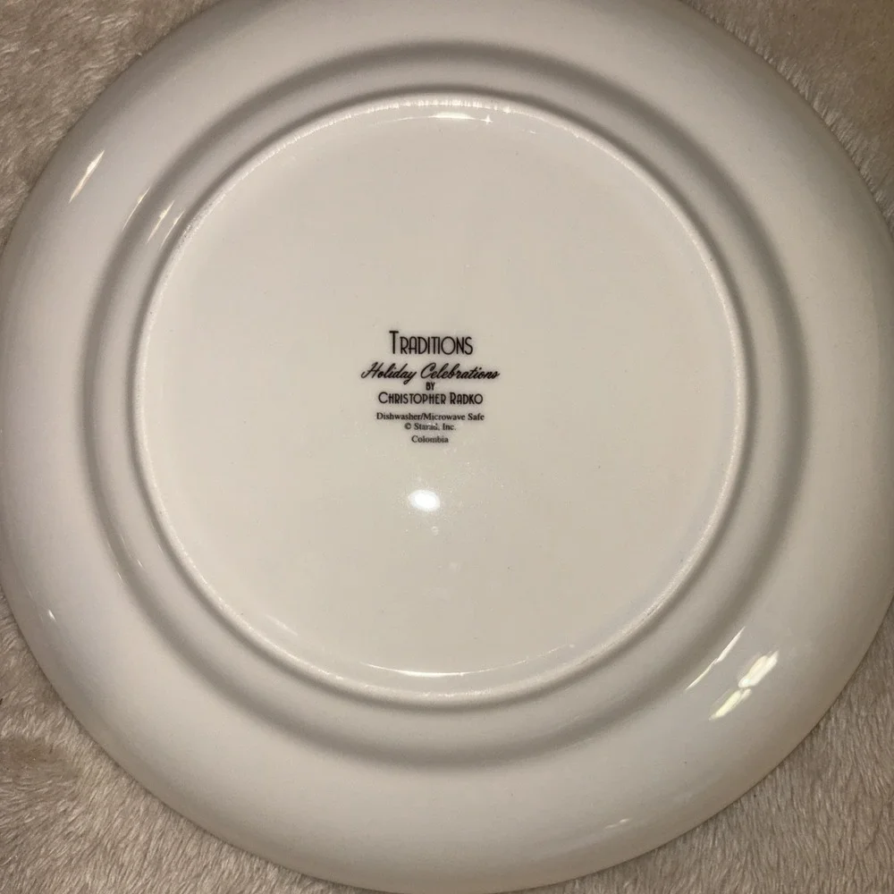 Christopher Radko Traditions Holiday Celebrations 1 Soup Bowl/2 Dessert Plates